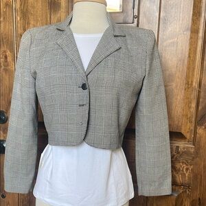 Women's Gray Plaid Cropped Jacket